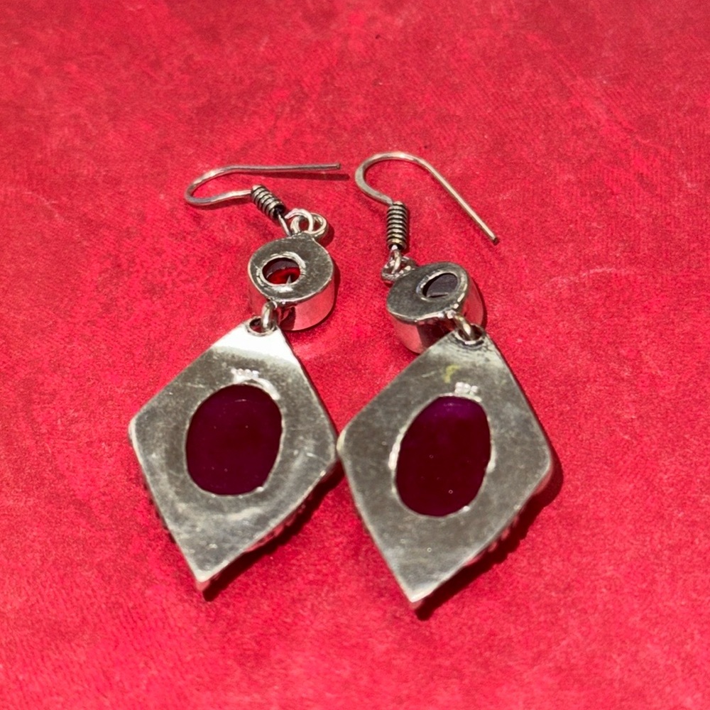 Ruby & Garnet Silver Earrings - image 6